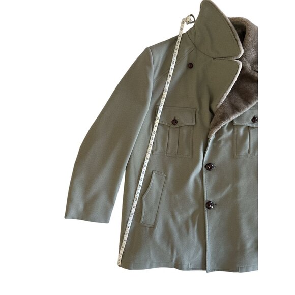 VTG London Fog Mens Coat Faux Fur Collar Beige Size 46 Regular Mid-Length READ - Picture 11 of 12